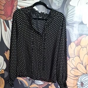 Black Polka Dot Women's Top Women's Large